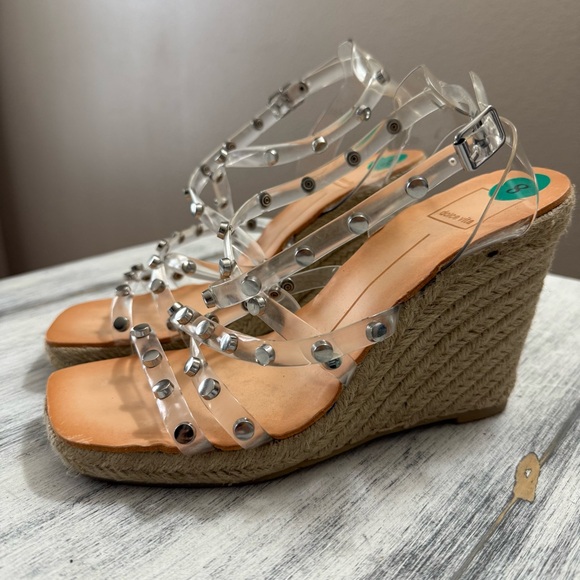 Dolce Vita Maxton Clear Studded Wedges size 8 - Picture 1 of 14